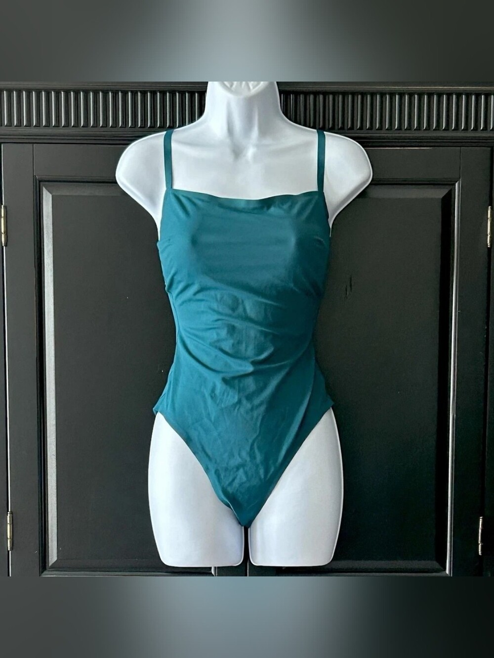 Teal Satin-Look Bodysuit